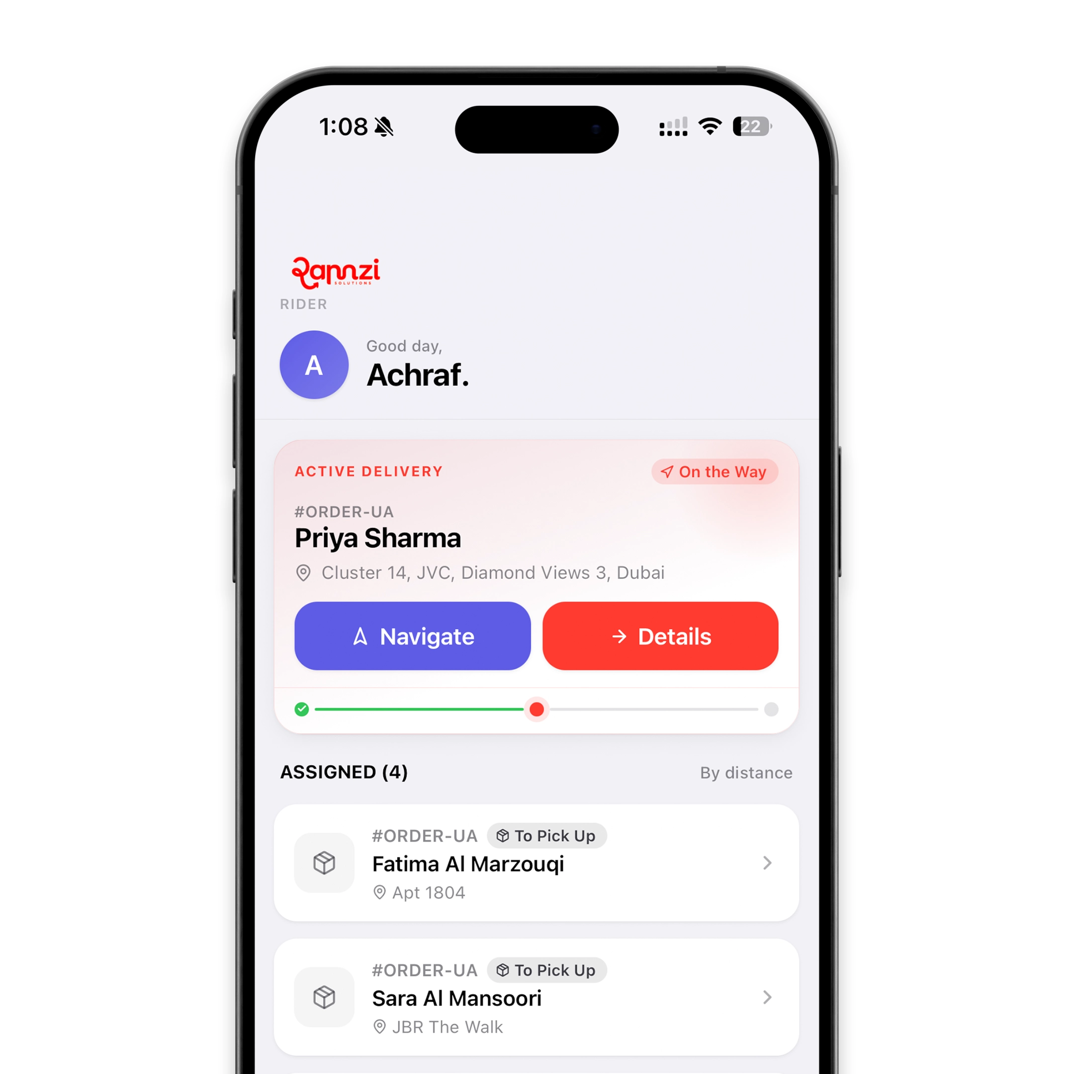 Rider app mockup
